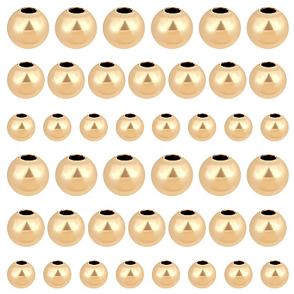 30шт 3 стиль бусины из желтого золота, 1/20 14 к золоту, круглые