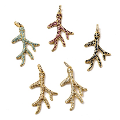 Латунные микро проложить кубического циркония подвески, ветка/коралл, реальный 18 k позолоченный, без свинца и без кадмия, долговечный