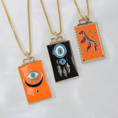 Латунные эмалевые прямоугольные подвески-ожерелья, золотые