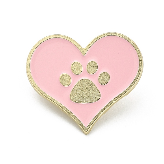 Эмалевые булавки в форме сердца с отпечатком лапы, булавки для лацканов из сплава для одежды рюкзака