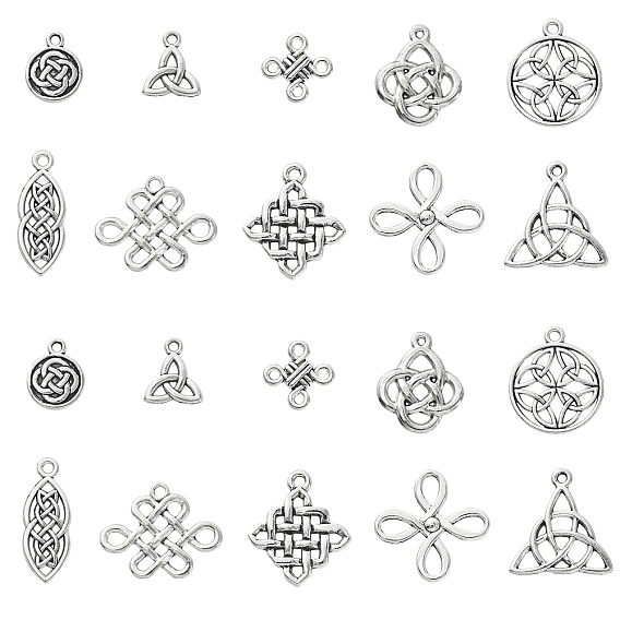 100 шт 10 стили подвески из сплава в тибетском стиле, китайский узел и тройной узел
