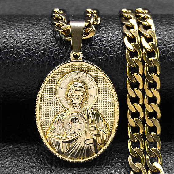 304 кубинские звенья цепи с подвеской в виде медали Святого Бенедикта из нержавеющей стали для мужчин