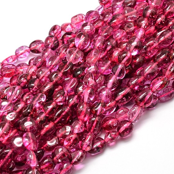 Dyed Natural Crackle Quartz Nuggets Beads Strands, Tumbled Stone, 5~10x6~7x3~7mm, hole: 1mm, about 14.9 inch ~15.7 inch