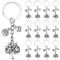 20Pcs Alloy Keychains, Tree of Life, with Iron Rings