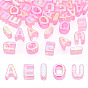 50 pcs 5 styles placage uv perles acryliques irisées arc-en-ciel, perles initiales, lettre aeiou