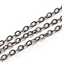 Brass Cable Chains, Soldered, Flat Oval, Gunmetal, 2x1.5x0.5mm, High: 0.3mm