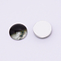 Glass Cabochons, Flat Round with Moon Style