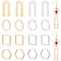 CHGCRAFT DIY Earring Making Finding Kit, Including Brass Bead Frames & Pendants, Square & Hexagon & Ring & U-shaped