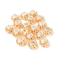 Resin European Beads, Large Hole Beads, with Platinum Tone Brass Core, Rondelle with Flower