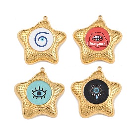 Печатные 304 подвески из нержавеющей стали, звезда с подвесками для глаз, вакуумное покрытие pvd, реальный 18 k позолоченный