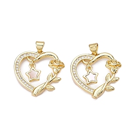 Латунные микропаве прозрачные подвески с фианитом, без кадмия и без свинца, с оболочкой, подвески в виде сердца и цветов