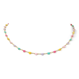 Ожерелья-цепочки с сердечками из настоящей 18k-золотой латуни и эмали