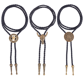 3 шт. 3 стили ожерелья из сплава с подвесками в виде боло и лариатами, плоский круглый цветок скот, разнообразные