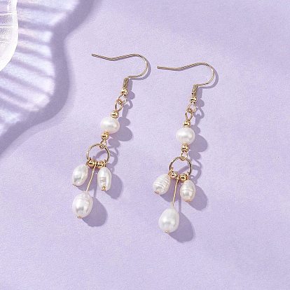 Овальные серьги с подвесками из натурального культивированного пресноводного жемчуга, с 304 нержавеющей стали серьги крючки, золотые