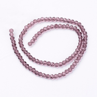 Transparent Glass Beads Strands, Faceted(32 Facets), Abacus