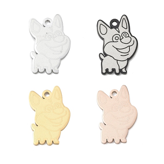 Pendentifs en acier inoxydable, charmes de bouledogue français, polir