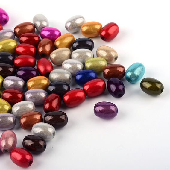 Spray Painted Acrylic Beads, Miracle Beads, Bead in Bead, Oval, 11x8x8mm, Hole: 2mm, about 1200pcs/500g