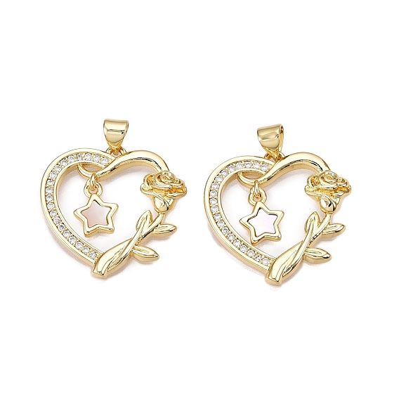 Латунные микропаве прозрачные подвески с фианитом, без кадмия и без свинца, с оболочкой, подвески в виде сердца и цветов