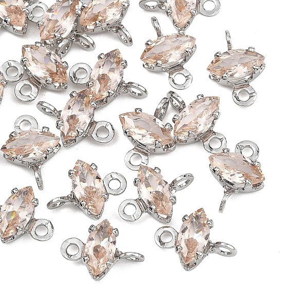 SHEGRACE Brass Pave Cubic Zirconia Horse Eye Connector Charms, Cadmium Free & Nickel Free & Lead Free, Long-Lasting Plated
