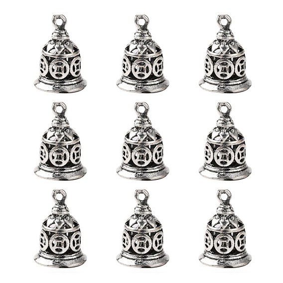 Brass Bell Pendants, Cadmium Free & Nickel Free & Lead Free, 15x11mm, Hole: 1mm
