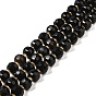 Natural Black Onyx(Dyed & Heated) Beads Strands, with Seed Beads, Faceted Rondelle