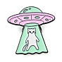 Spacecraft wit Cat Alloy Enamel Pin Broochs, Cadmium Free & Lead Free