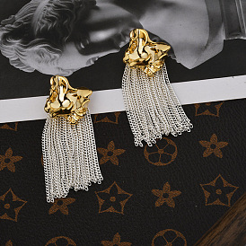 Irregular Tassel Brass Stud Earrings