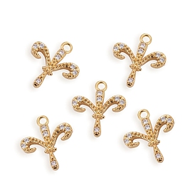 Messing Mikro ebnen Zirkonia Charme, langlebig überzogen, fleur de lis, Transparent