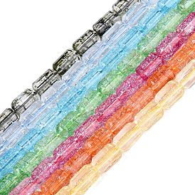Crackle Transparent Glass Beads Strands, Column, Faceted