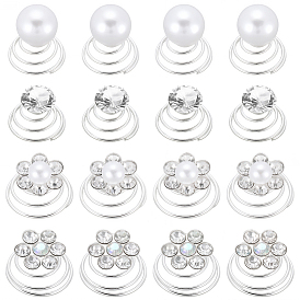 Спиральная заколка для волос плойка аксессуары для волос, с искусственным жемчугом и стразами