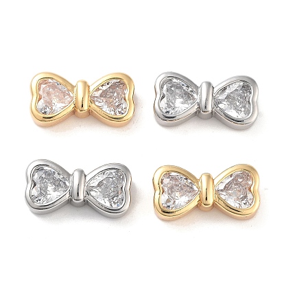 Латунь с прозрачными бусинами из циркония, без кадмия, без никеля и без свинца, очарование бантом