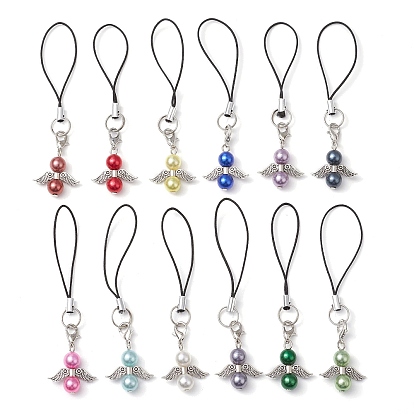 12шт. искусственный жемчуг акриловый сплав ангел подвеска украшения, для украшения телефонной струны