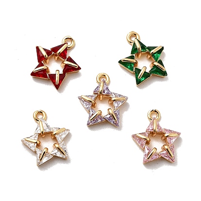 Латунные микро проложить кубического циркония прелести, звезда, реальный 18 k позолоченный