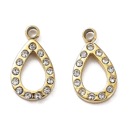 Ионное покрытие (ip) 304 брелоки из нержавеющей стали, с кристально горный хрусталь, очарование слезы