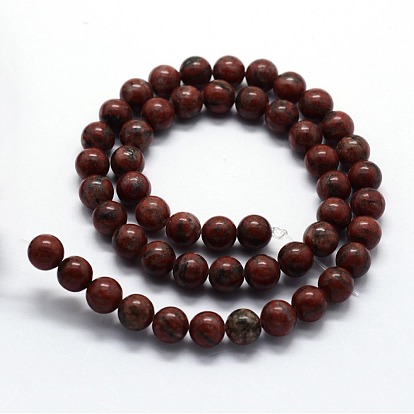 Natural Sesame Jasper/Kiwi Jasper Beads Strands, Round