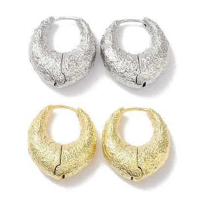 Ring with Texture Brass Hoop Earrings for Women