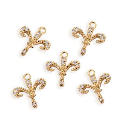Messing Mikro ebnen Zirkonia Charme, langlebig überzogen, fleur de lis, Transparent
