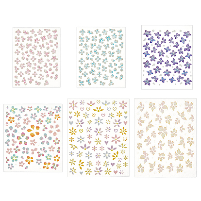 5 шт. 5 стили ПВХ наклейки для дизайна ногтей, самоклеящийся, для украшения ногтей, цветочным узором