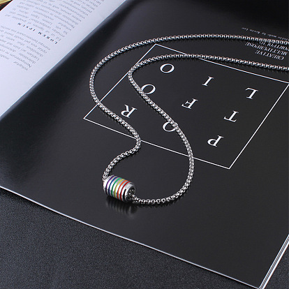 304 Подвеска из нержавеющей стали в виде флага ЛГБТ-сообщества/радужного флага на цепочке для мужчин