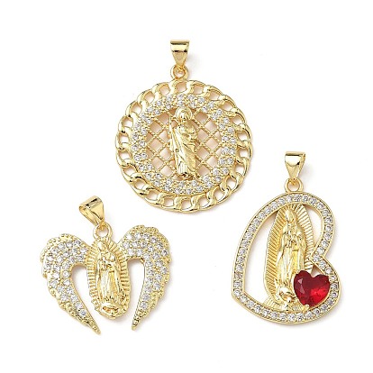 Латунные микро проложить кубического циркония подвески, стойки покрытие, святая девственница, без свинца и без кадмия, долговечный