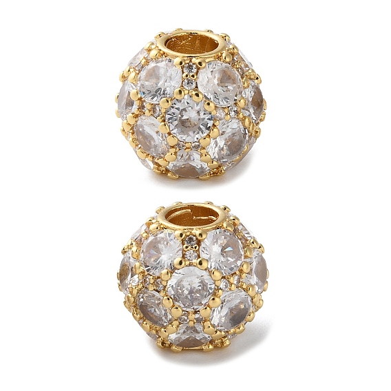 Латунные бусины, со стеклом, круглые