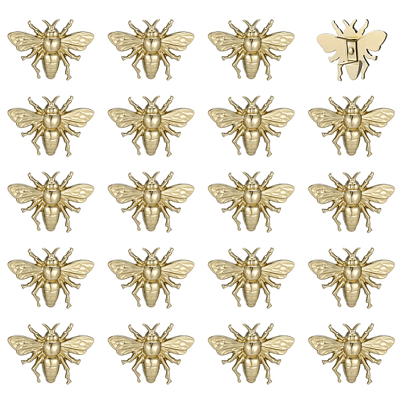 20 piezas de hebillas decorativas de abejas de aleación de zinc, para monedero, , decoración de artesanía de cuero