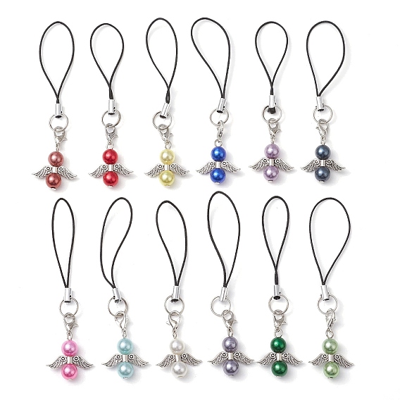 12шт. искусственный жемчуг акриловый сплав ангел подвеска украшения, для украшения телефонной струны