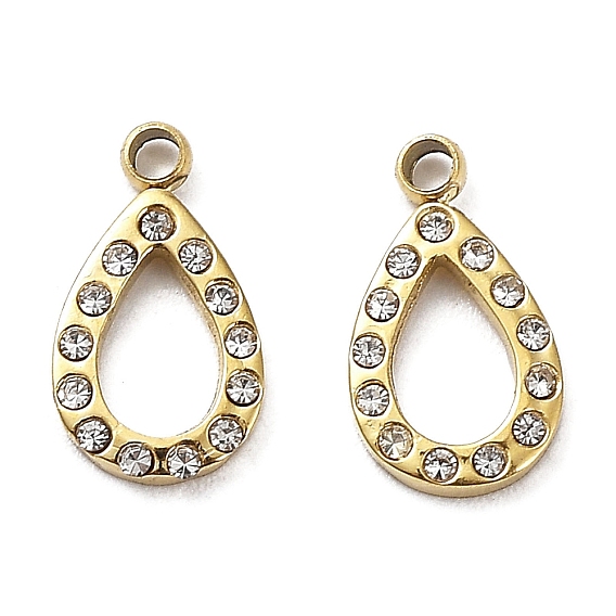 Ионное покрытие (ip) 304 брелоки из нержавеющей стали, с кристально горный хрусталь, очарование слезы