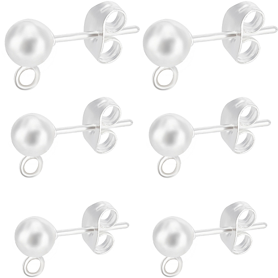 60 шт. 3 стиль 304 шарообразный штифт из нержавеющей стали для серьги, выводы серьги, с вертикальными петлями и гайками 60шт.