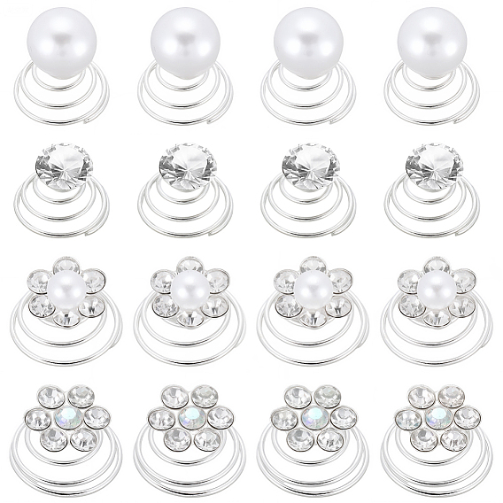 Спиральная заколка для волос плойка аксессуары для волос, с искусственным жемчугом и стразами