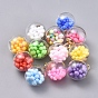 Transparent Glass Globe Pendant, with Glass Beads inside and CCB Plastic Pendant Bails, Round