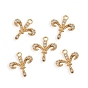Brass Micro Pave Cubic Zirconia Charms, Long-Lasting Plated, Fleur De Lis, Clear