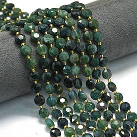 Природные моховой агат бисер нитей, граненый шестиугольный разрез, плоско-круглые, с бисером