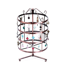 Iron 4 Tiers Rotating Jewelry Organizer Earring Holder Stand, 144 Holes, for Hanging Earrings
